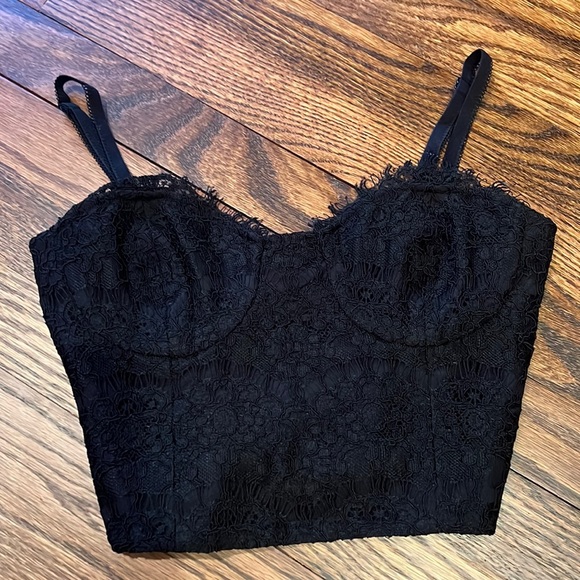 Cami NYC black floral lace underwire bustier top size XS - Picture 4 of 16